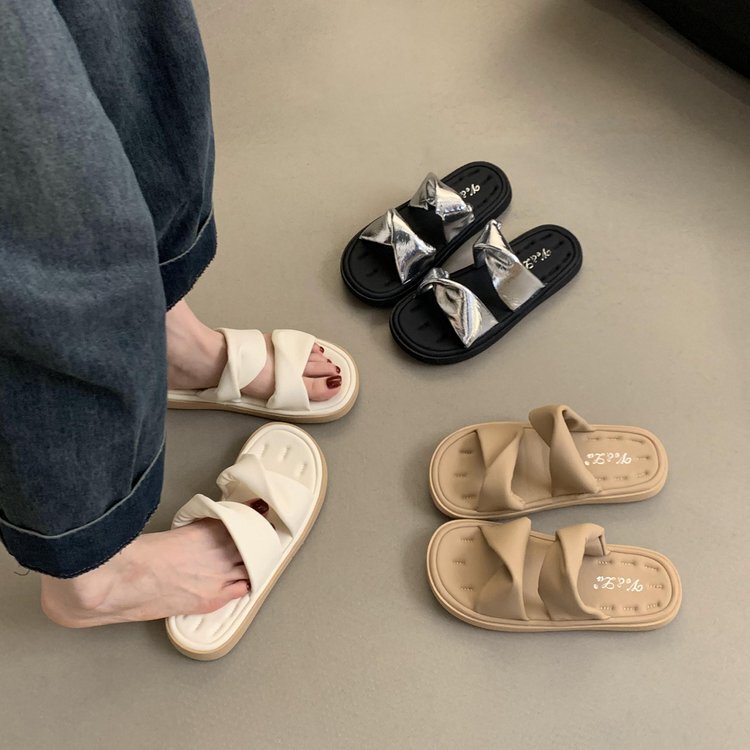 [Zi Yan] Soft Flat Bottom Slippers Women's 2024 Summer New Leisure Outer Wear Beach Comfortable Sandals