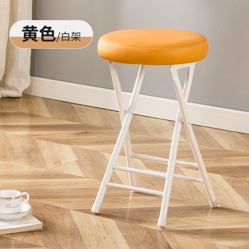 §~^*~§두꺼운 부드러운 커버와 등받이가 없는 흰색 프레임 주황색 스툴§~^*~§