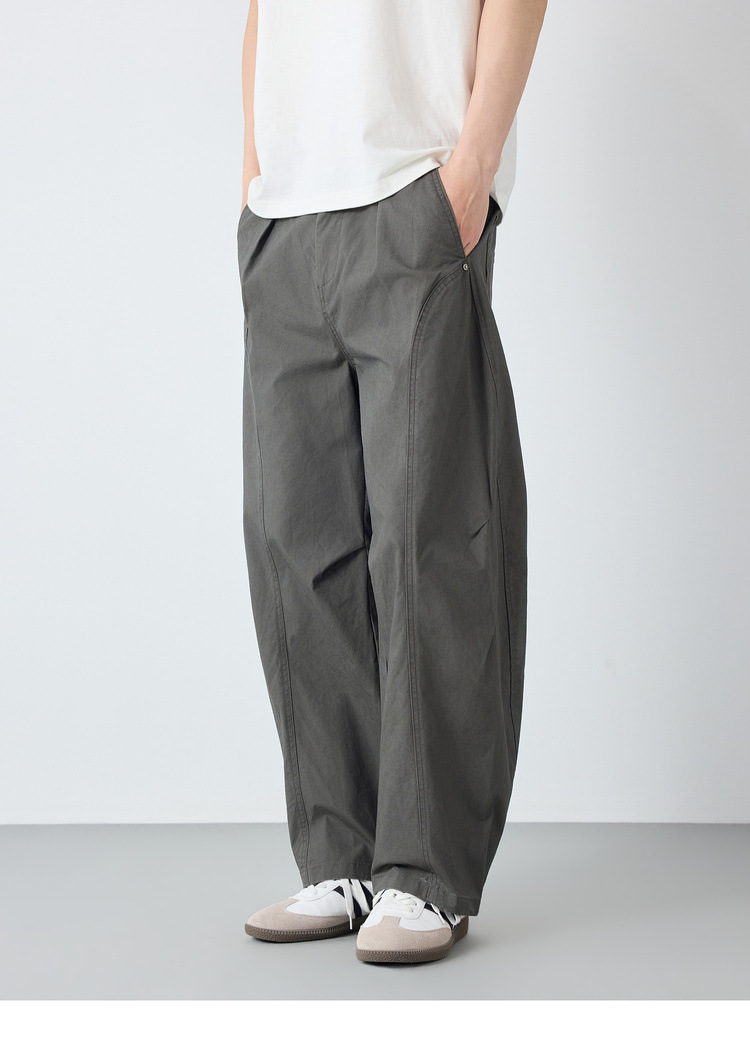 Quần dài nam phong cách Mỹ ống rộng cotton mềm mại — đen chi tiết 15