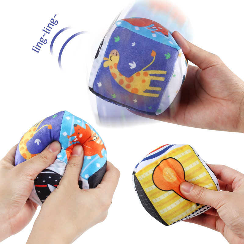 Cama negra y blanca para bebés transfronterizos alrededor de bebés llenos de algodón dibujos animados geometría bola de tela barraca BB relleno de algodón juguetes