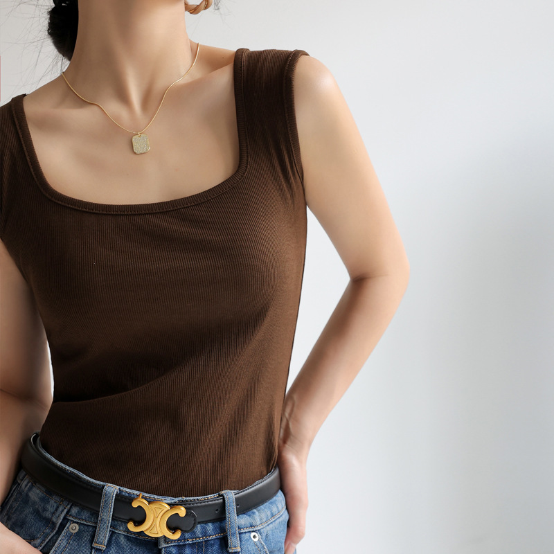 Carefully Selected Popular Bottoming Square Collar Vest for Women, Sleeveless Waistcoat, Summer Thin Outer Camisole, Loose and Versatile