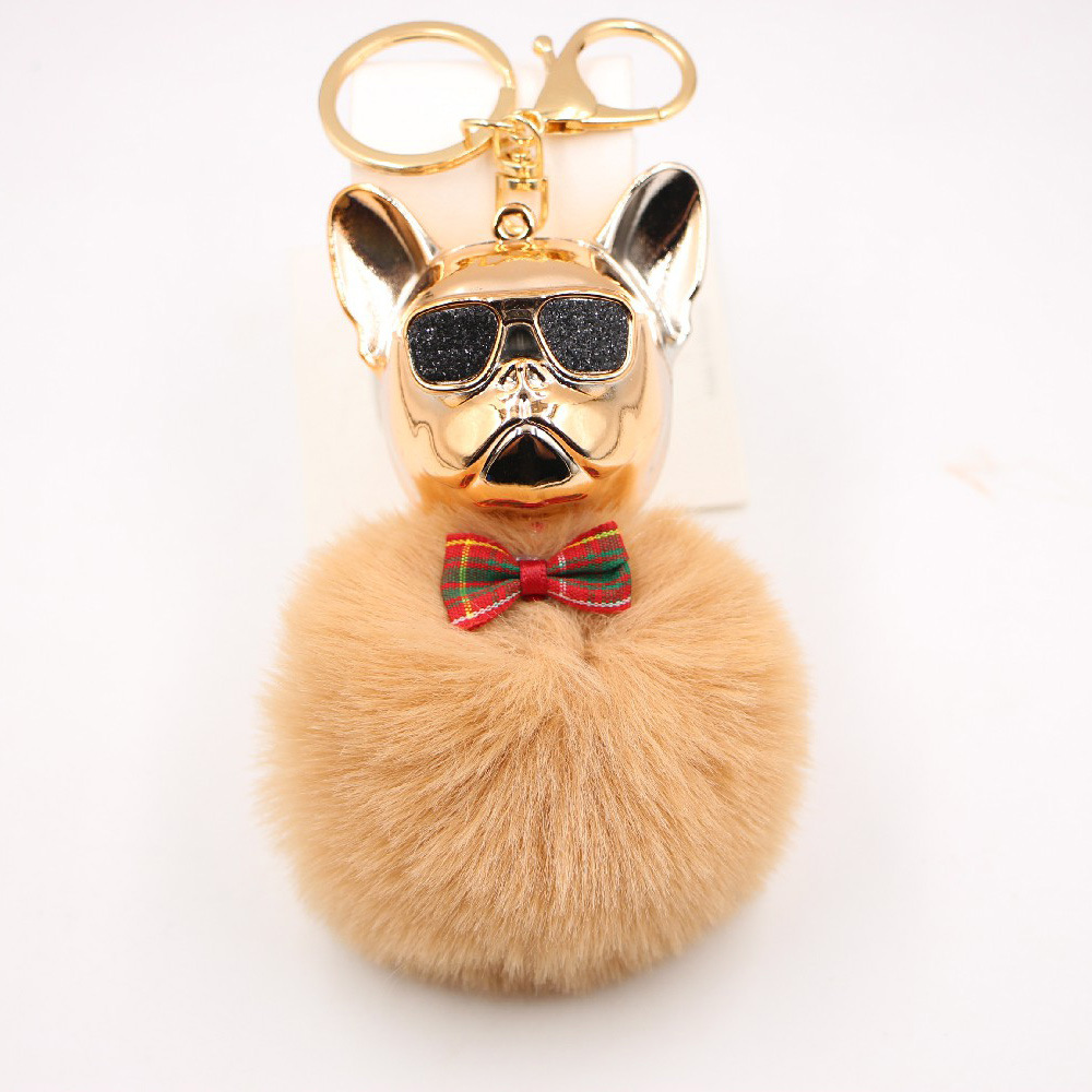 Neue Grenz Überschreitende Coole Hunde Kreative Sonnenbrille Methode Kampf Hund Auto Ornamente Niedlichen Hund Schlüssel Bund Haar Ball Tasche Anhänger display picture 20