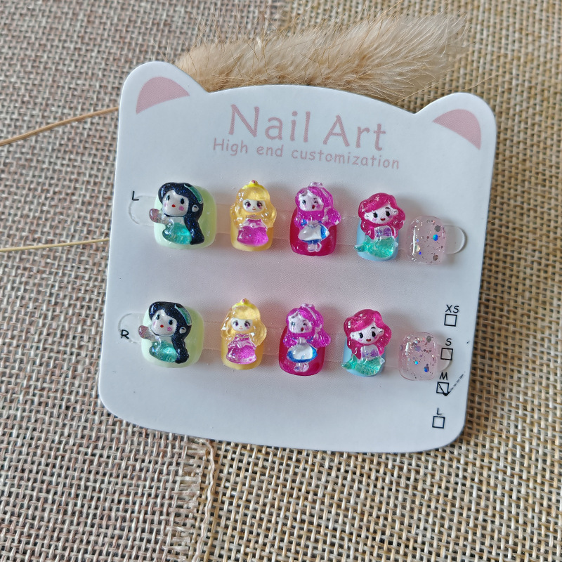 Little Princess Children's Nail Art, Purely Handmade, Cute Cartoon Anti-Biting Nail Patches Wholesale, Girls' Baby Wearable Nails