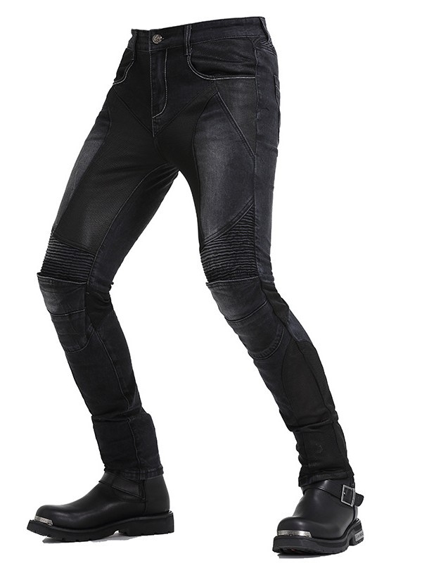 Vaqueros de verano para motocicleta VOLERO para hombre, pantalones de malla transpirables, elásticos, informales, anticaída, para montar al aire libre
