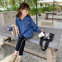女童开春外套春秋款牛仔小香风春装2023新款洋气潮款百搭宝宝衬衫