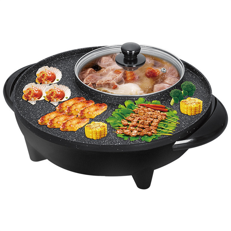 鍋焼き一体鍋家庭用多機能焼肉皿電気焼き皿オーブン焼肉機商用焼きしゃぶしゃぶ一体鍋|undefined