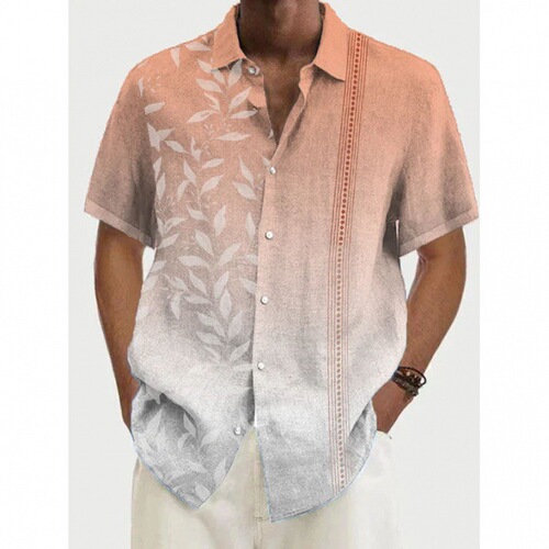 Summer Men's Fashion Trend Hawaiian Short Sleeve Shirt Shimmering Gradient 3D Digital Printing Shirt