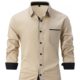 2024 new fashion men's spring and autumn cotton men's color matching business slim casual shirt long sleeve shirt