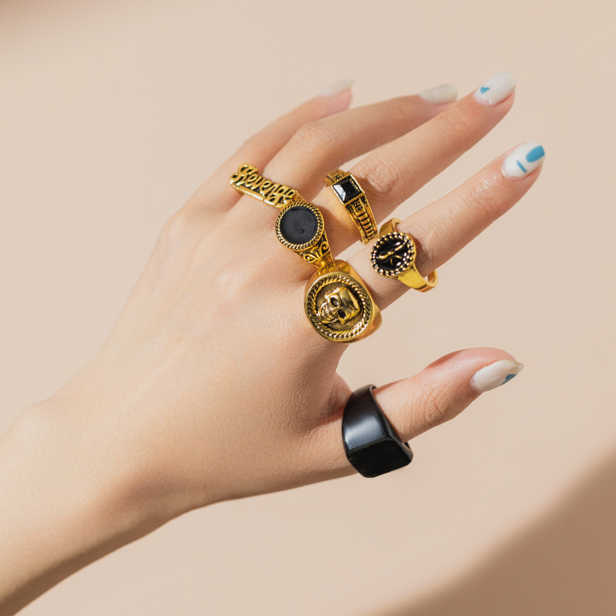 One Size Ring Size Hip-Hop Letter Constellation Skull Alloy Plating Halloween Unisex Rings