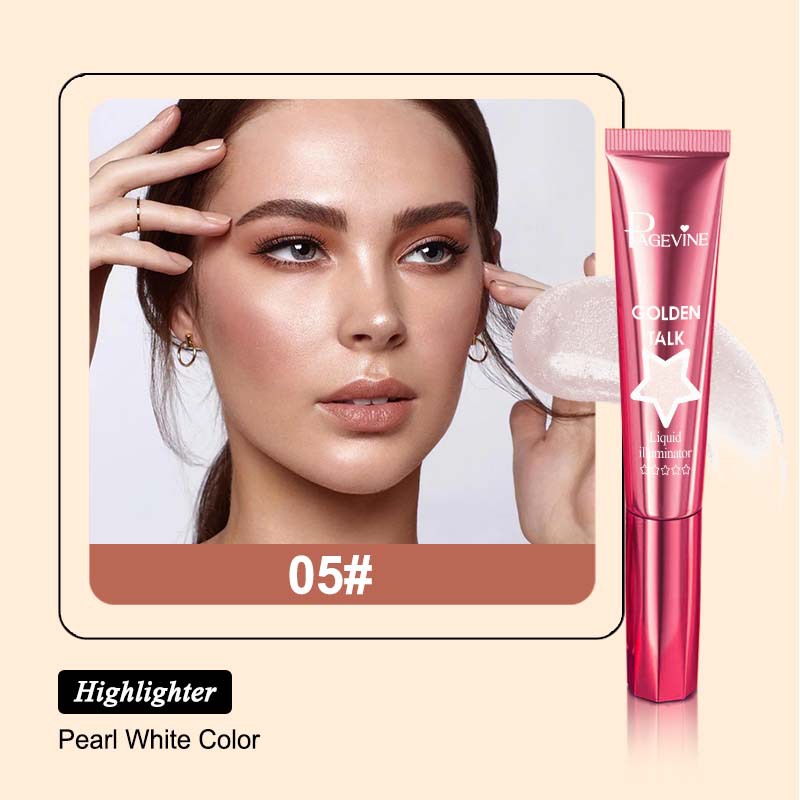 Iluminador líquido PAGEVINE transfronterizo, corrector iluminador de larga duración, sombra de ojos de un solo color con brillo, polvo iluminador rosawee