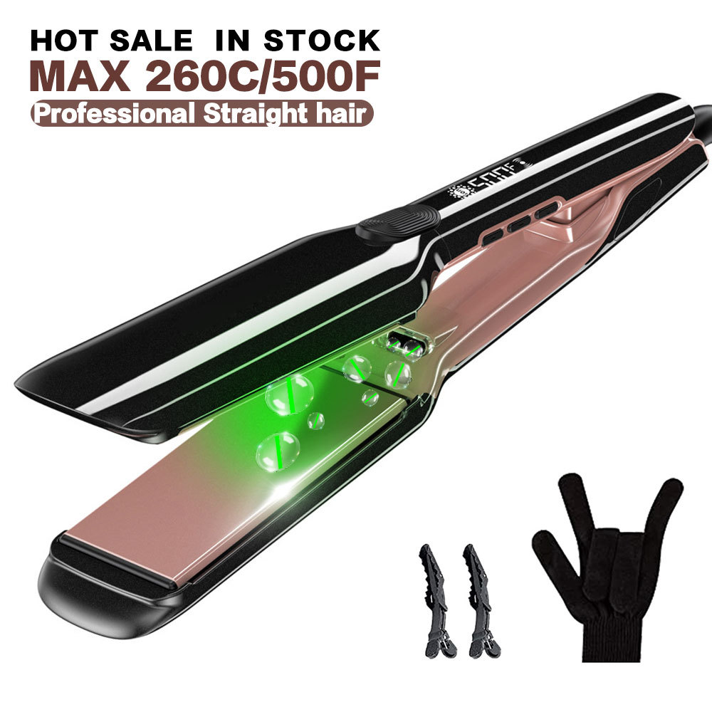 跨境热销高温直发器卷直两用发廊电夹板家用卷发负离子震动拉直板