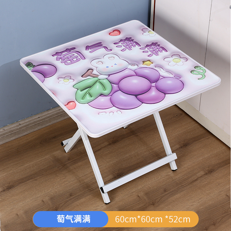 正方形の漫画折りたたみポータブルテーブル子供用折りたたみ学習テーブルと椅子家庭用ポータブル折りたたみ漫画テーブルと椅子|undefined