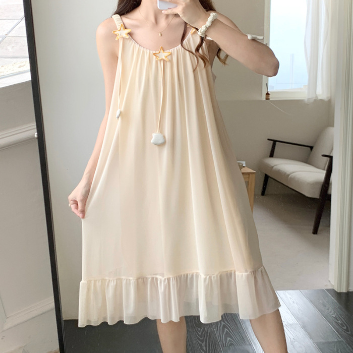 2023 verano camisón de las mujeres Sling Hada estilo coreano pijamas Delgado dulce lindo sexy malla Home wear entrega