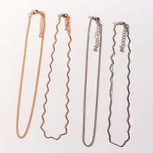 环保外贸饰品套装极简百搭波浪线条裸链双层叠戴细链条项链女V112