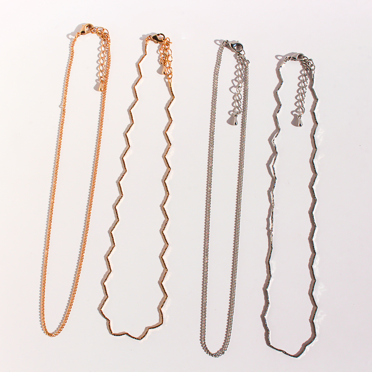 环保外贸饰品套装极简百搭波浪线条裸链双层叠戴细链条项链女V112