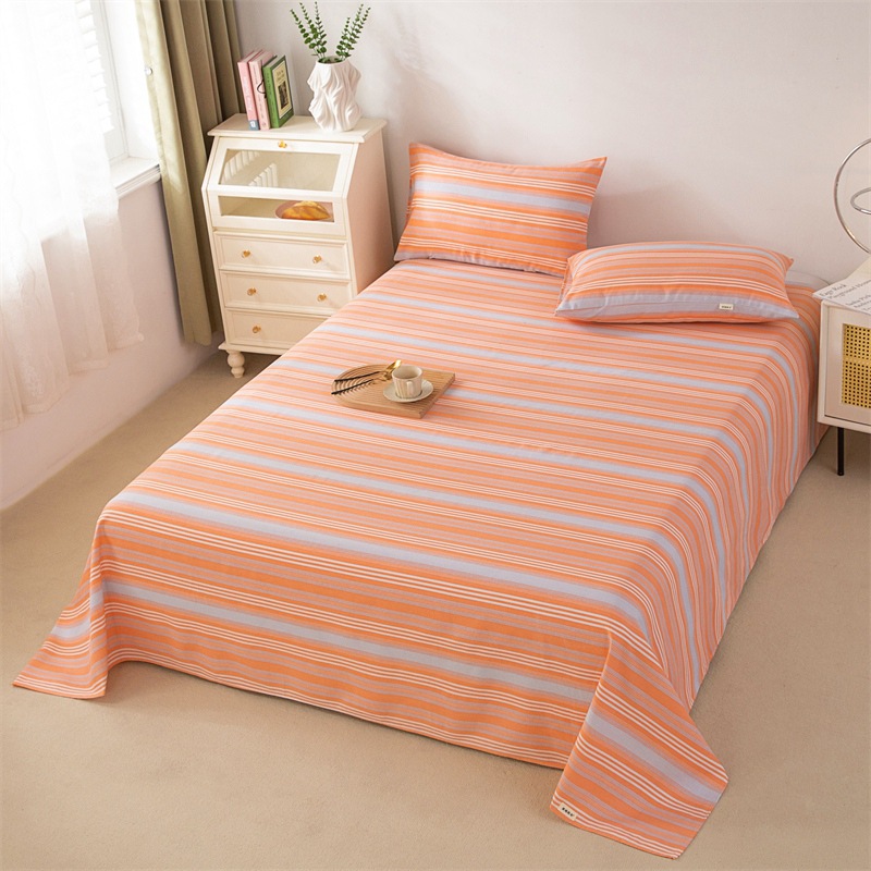Pure cotton old coarse cloth bed sheets single piece 100 cotton linen sheets and fitted sheets three-piece set cotton and linen double kang single mat