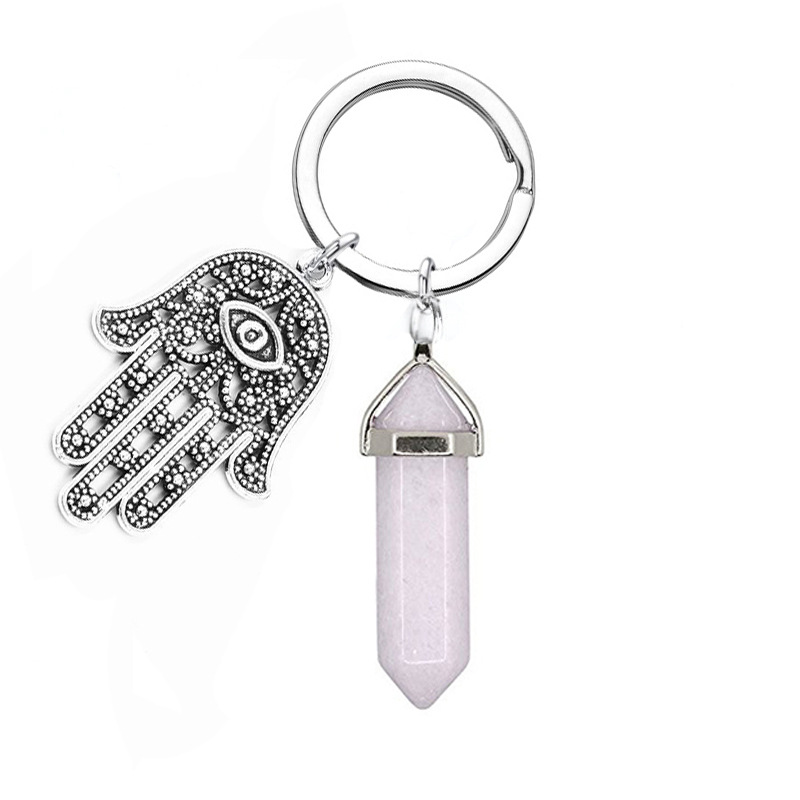 Fashion Hand Of Fatima Alloy Plating Natural Stone Unisex Bag Pendant Keychain display picture 6