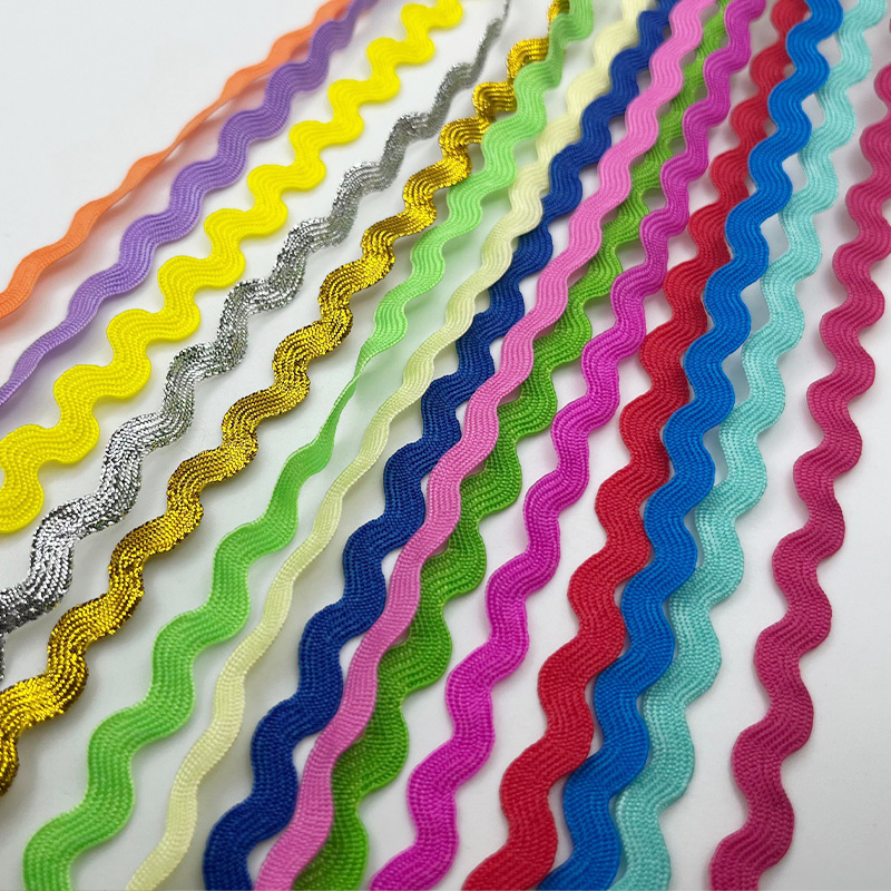 In Stock 0.5cm Wave-Shaped Polypropylene Colorful S-Shaped Lace Trim for Clothing Curved Decorative Curve Edge Accessories Manufacturer