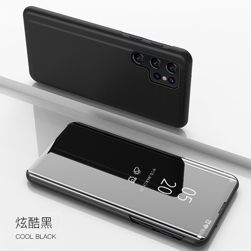 Funda para teléfono móvil Samsung Galaxy S25 Ultra Funda de cuero abatible S25plus Funda protectora de espejo de ventana de medio lado