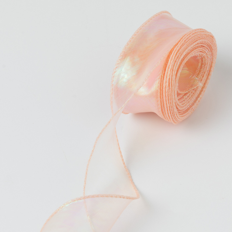 Cinta floral al por mayor 4cm borde dorado colorido ramo arco onda hilo llano cinta flor material de embalaje