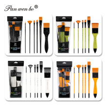 跨境6支丙烯油画笔水彩笔套装木质尼龙毛板刷美术笔刷颜料刷批发