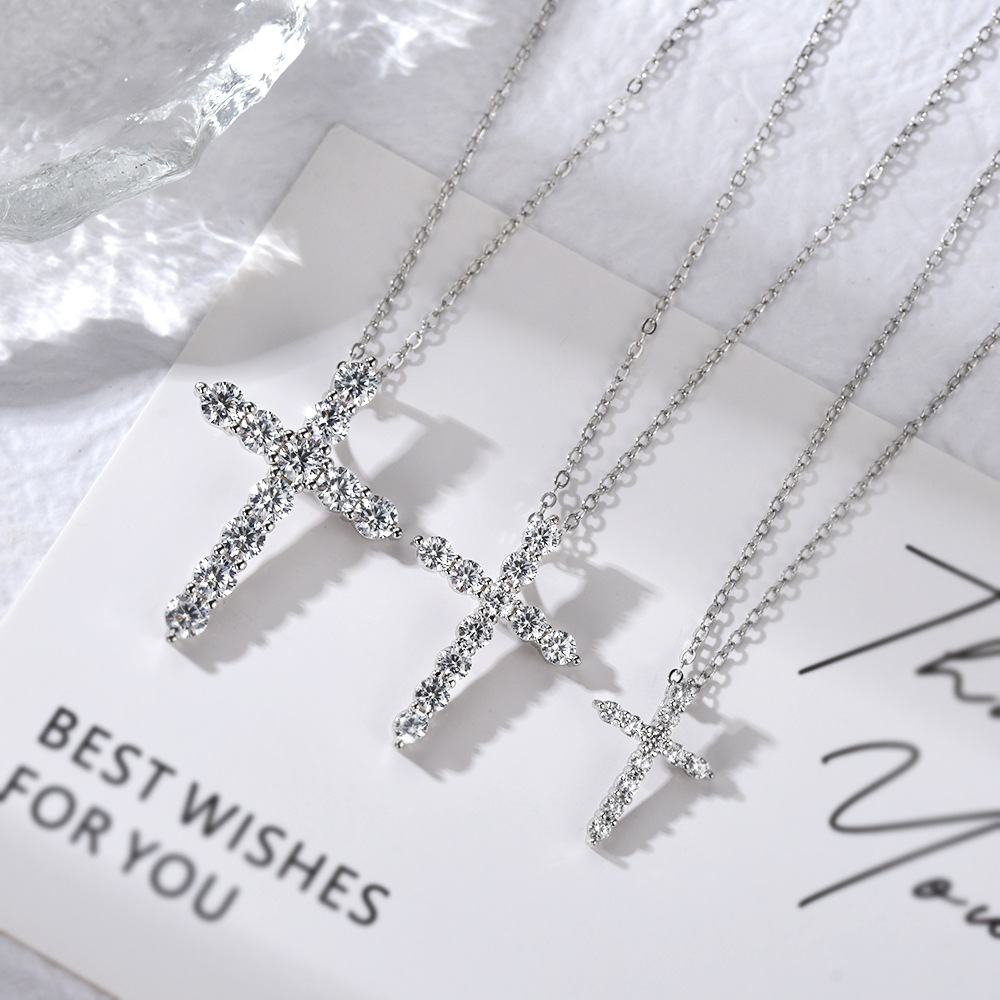 Collier en argent pur S925 pour femme, orné de diamants incrustés, élégant et sobre, chaîne clavicule croisée._voghion.com