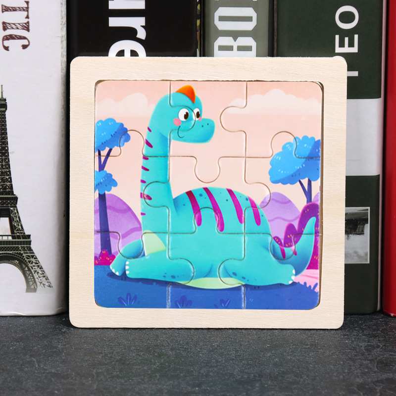 Puzzle pequeño plano de madera de 9 piezas Animal Ocean Traffic Kindergarten Educación temprana Juguetes educativos Puzzle simple de entrada