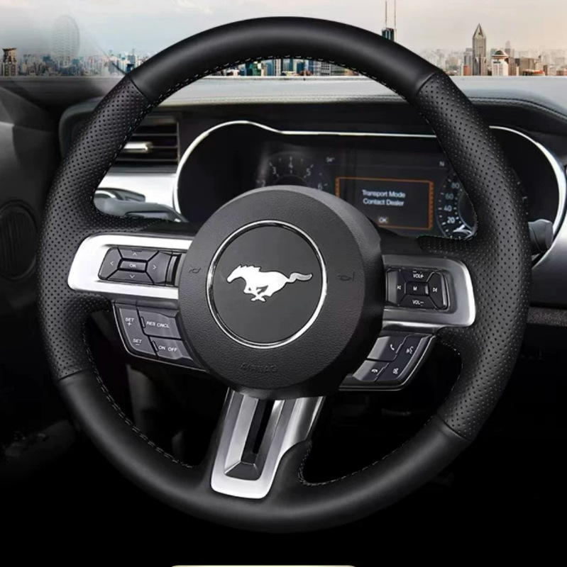 15-21 Ford Mustang Steering Wheel Cover Mustang Mach-E Modified Hand-Stitched Leather Cover