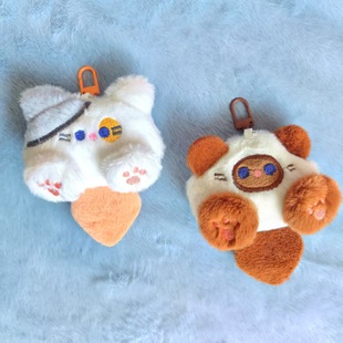 New Cartoon Long Tail Cat Plush Doll Keychain Doll Bag Pendant Bow Tie Parchapa Dog School Bag Hanging Ornaments