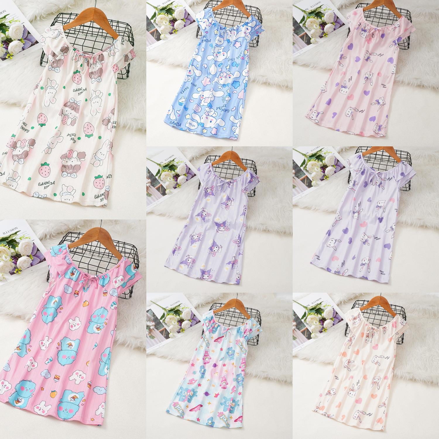 Pijama infantil princesa viento de verano nuevo chaleco de mangas cortas niñas pijama vestido de dibujos animados de verano