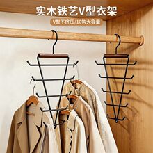 实木铁艺衣架双边阳台门后多功能玄关包包家用衣柜宿舍衣钩收纳