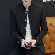 春秋季男士西服韩版修身青年中山装多扣小西装男潮流薄款外套上衣