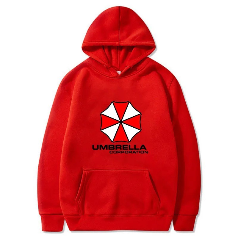 Red And White Protective Umbrella Hoody Men's Personality Lo