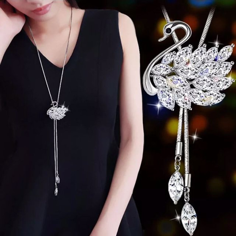 Korean New Fall Winter Fashion Long Swan Sweater Chain All-match Necklace Elegant Ornament Pendant Wholesale display picture 1