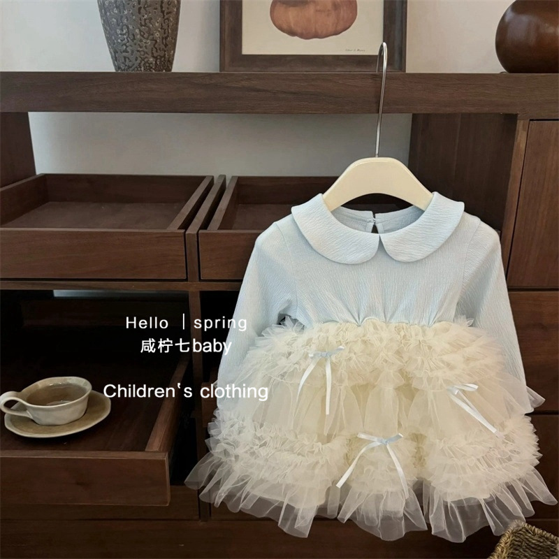 Niña princesa primavera y otoño mangas largas nuevos vestidos bebés niños 2025 vestidos de estilo fragante pastel vestido de moda