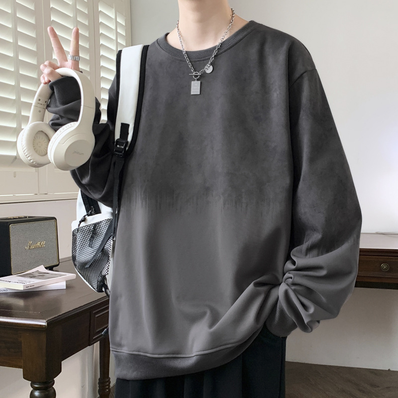 美式休闲基础款纯色圆领卫衣男秋冬ins潮牌大码宽松简约情侣上衣|undefined