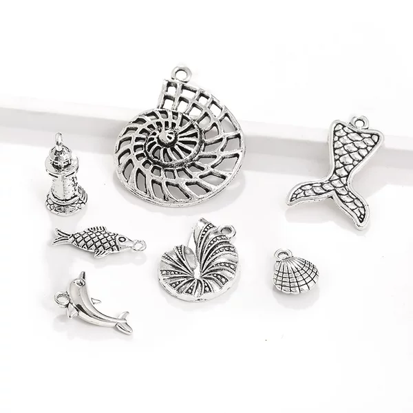 Factory direct retro marine life lighthouse fishtail conch pendant alloy jewelry pendant diy