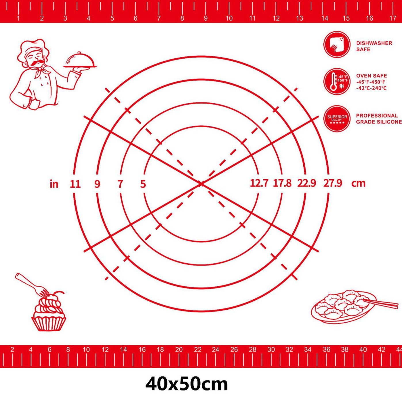 Amazon platino estera de silicona amasadora estera de amasamiento de grado alimenticio estera de amasamiento de cocina de comercio exterior utensilios para hornear Hogar y Estera de masa