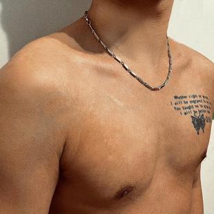 Hip-Hop Necklace Men's Trendy Ins European and American Street Style Cuban Titanium Steel Cold Accessories All-Match Short Sweatshirt Collarbone Jie Qi