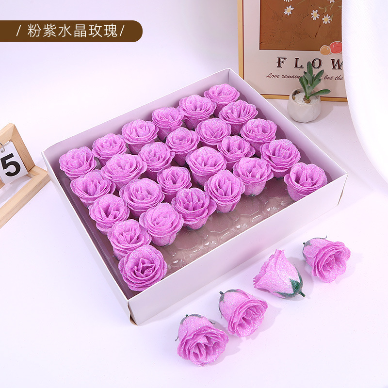 Venta directa de fábrica Crystal Rose Gold Pink Flower Head Blue Enchantress Ramo de San Valentín Material de bricolaje Rosa brillante