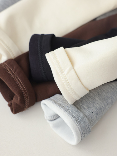 Women's Thick Fitted Solid Color Leggings for Autumn and Winter, Wearable Thin Fleece Casual Cotton Baby Leggings