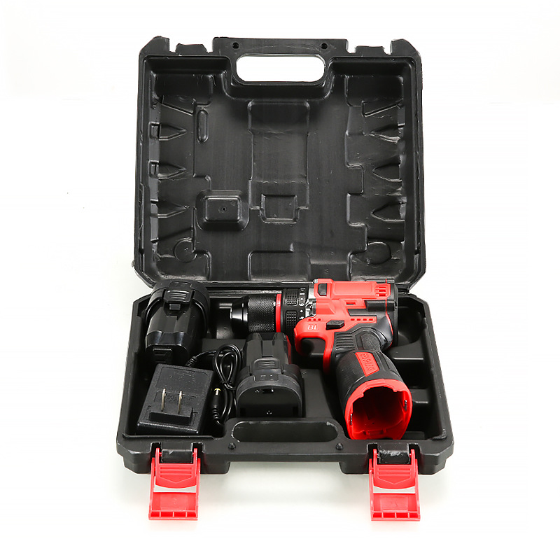 Rojo taladro de litio sin escobillas taladro de litio dos carga