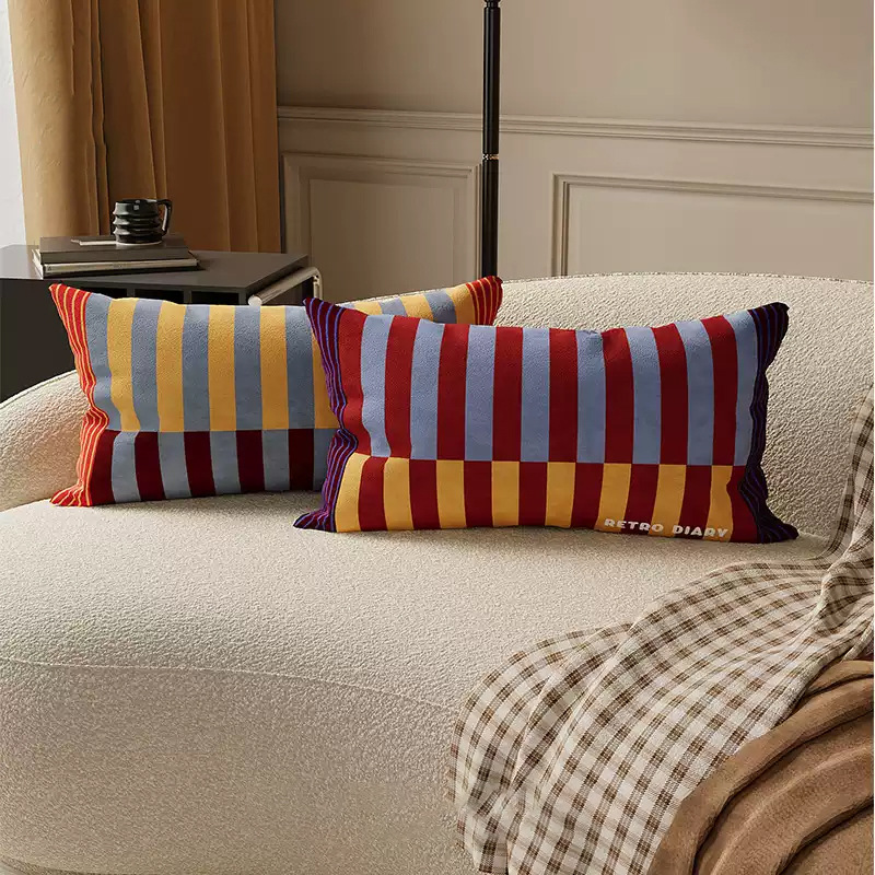 Retro Bauhaus estriado almohada de cabecera almohada de tira larga almohada de siesta almohada de cintura sofá sala de estar almohada de cama almohada cubierta