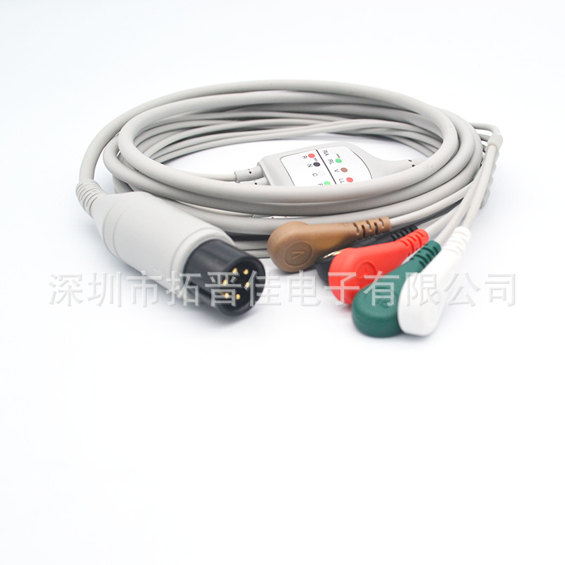 适用于迈瑞 金科威 科曼 理邦 宝莱特5导6针心电导联线监护仪配件