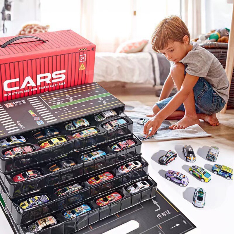 合金回力ミニカー模型男の子プレゼントセット慣性走行模擬車庫付きおもちゃ車子供|undefined
