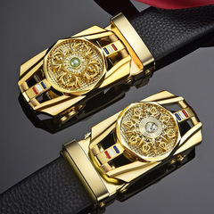 廠家直銷直播時來運轉男士皮帶旋轉水鑽自動扣褲腰帶禮品批發