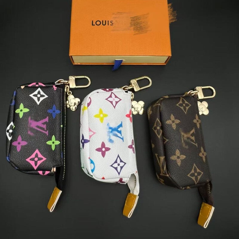 V House X Takashi Murakami White Tri-Color Collaboration Small Bag Pendant. Three Colors Available: Black and White Tri-Color, White Tri-Color, Etc