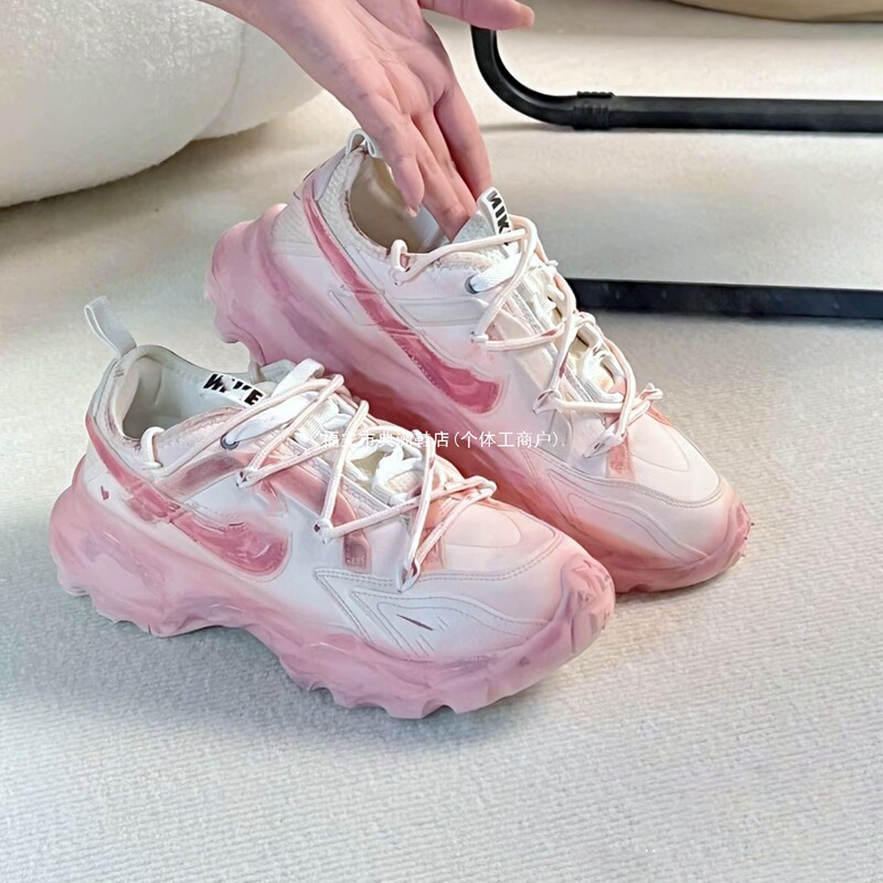 Pure Original Tc7900 Distressed Deconstructed Lace-Up Splash-Ink Dad Shoes for Women Versatile Monet Sunrise Cat Paw Sneakers Massage