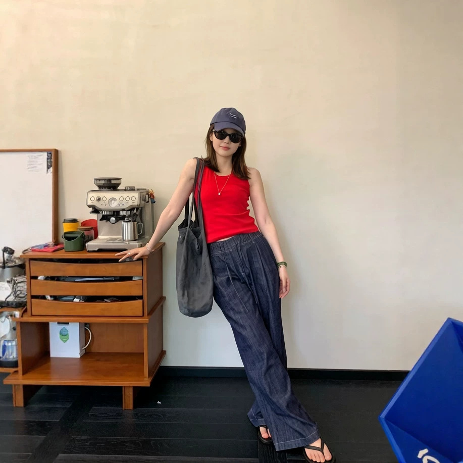 货号0D1805，女士夏季纯棉阔腿牛仔裤