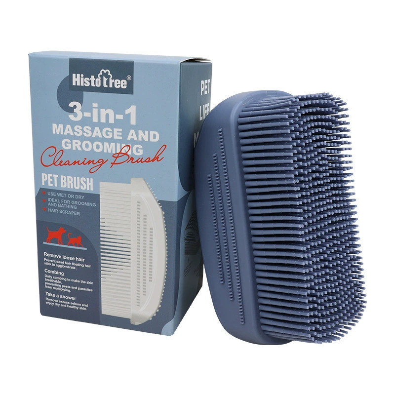 Cepillo de baño de mascotas transfronterizos, cepillo de masaje de depilación para gatos, perros y perros, cepillo suave antideslizante, gran cantidad de stock
